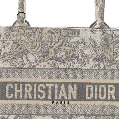 Christian Dior Canvas Embroidered Medium Dioriviera Toile De Jouy Book Tote Gray 8 of 10