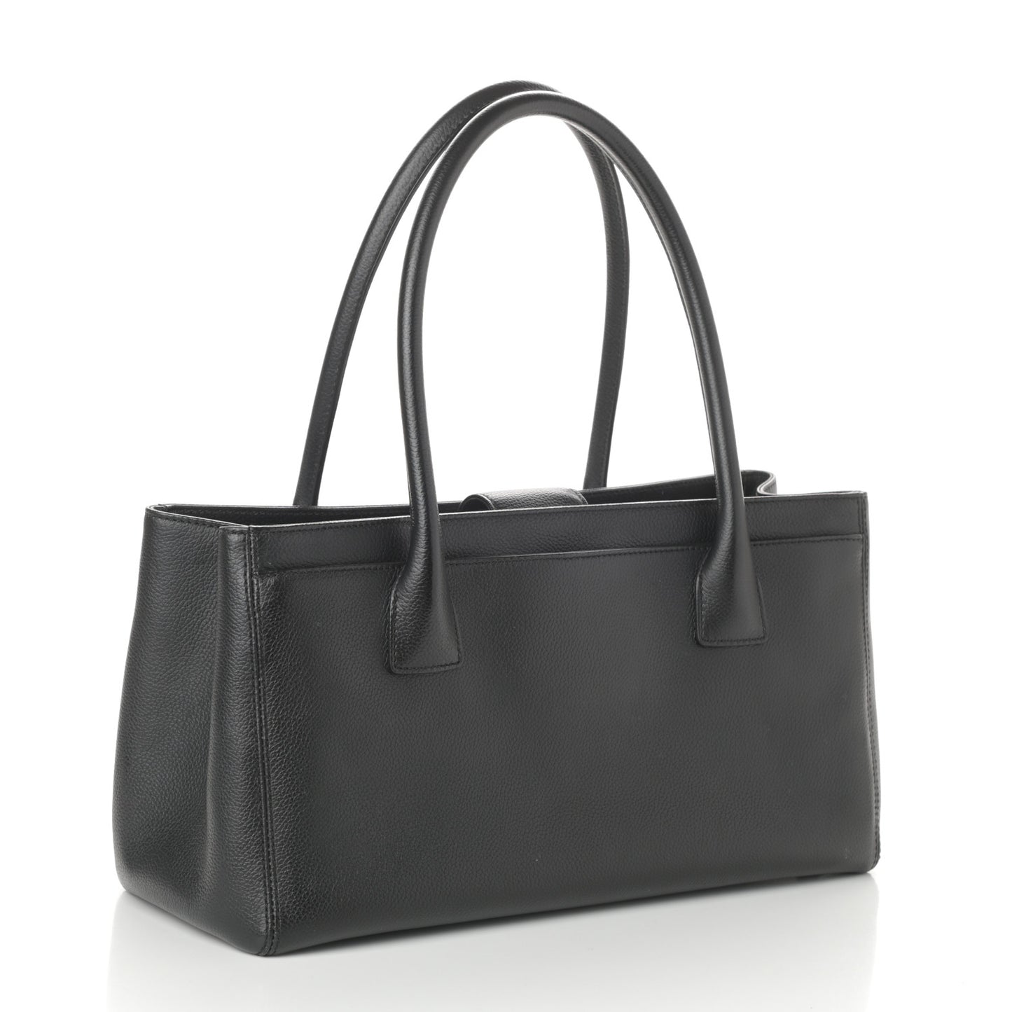 Calfskin Small Cerf Shopper Tote Black