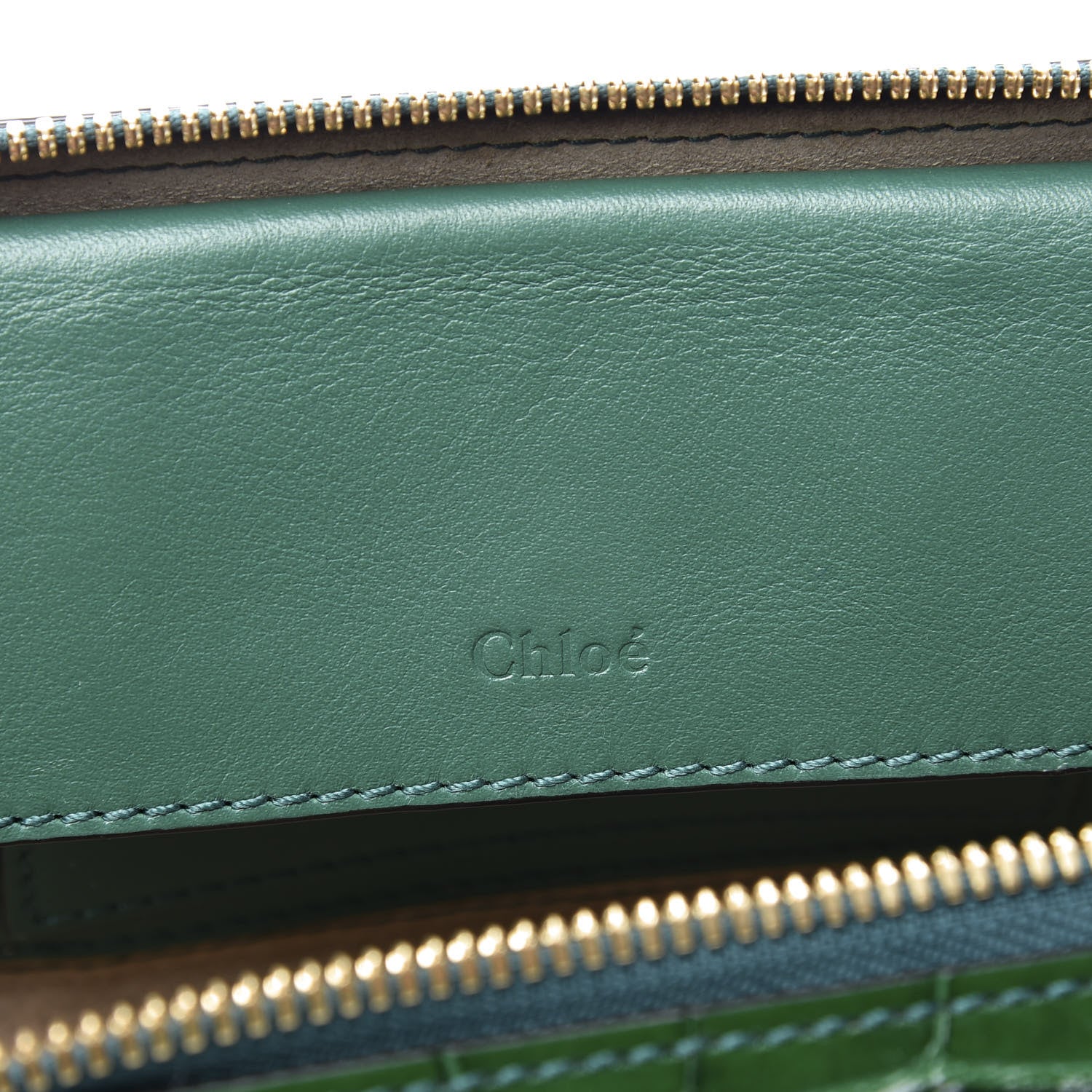 Chloe Calfskin Crocodile Embossed Mini C Vanity Bag Woodsy Green 7 of 11