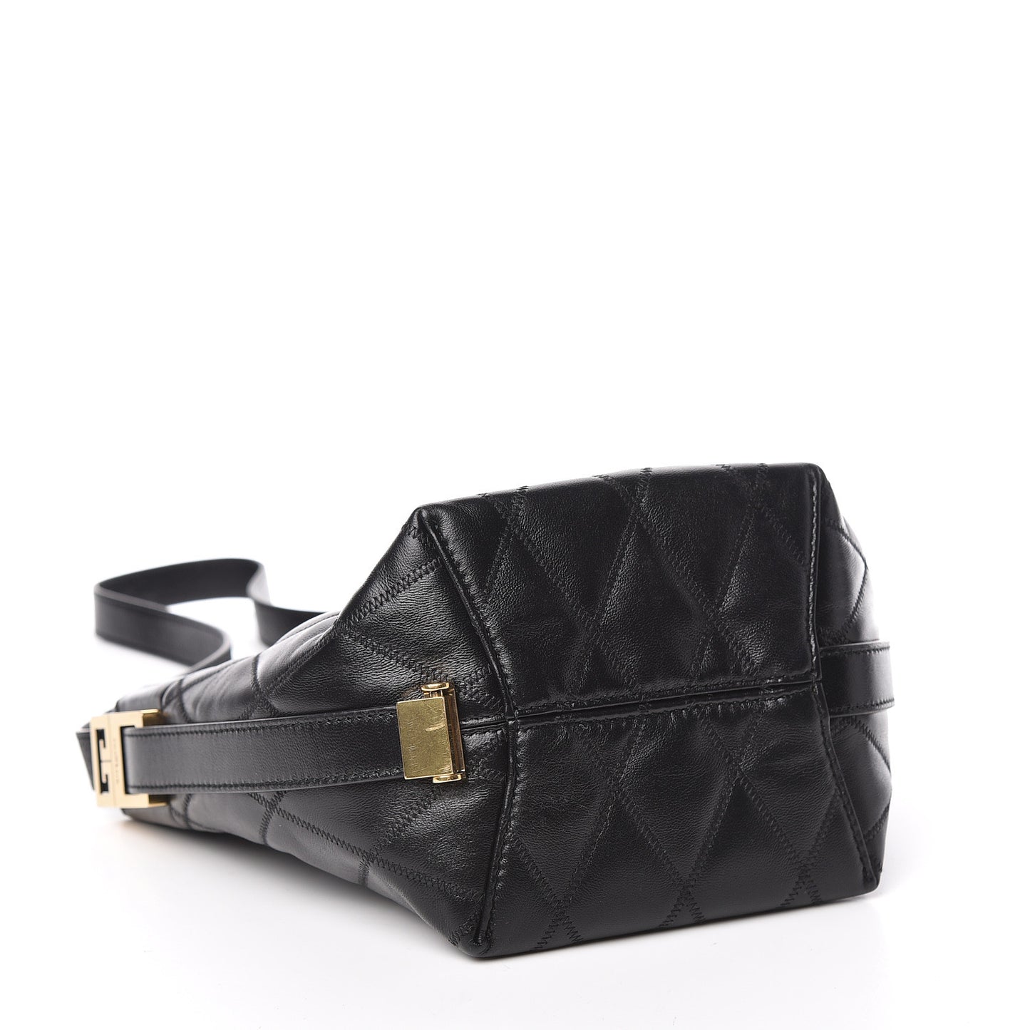 Lambskin Quilted Mini GV Bucket Bag Black