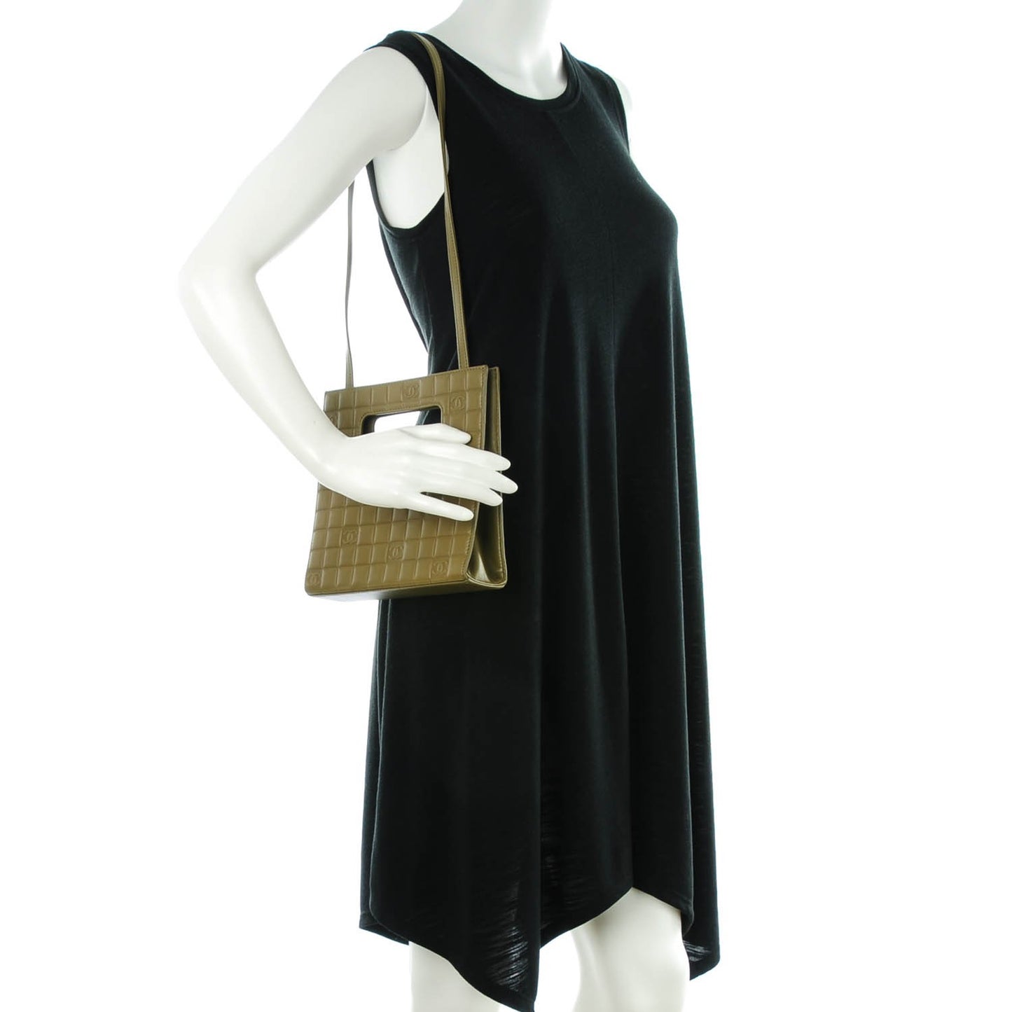 Lambskin Chocolate Bar Quilted Evening Bag Green