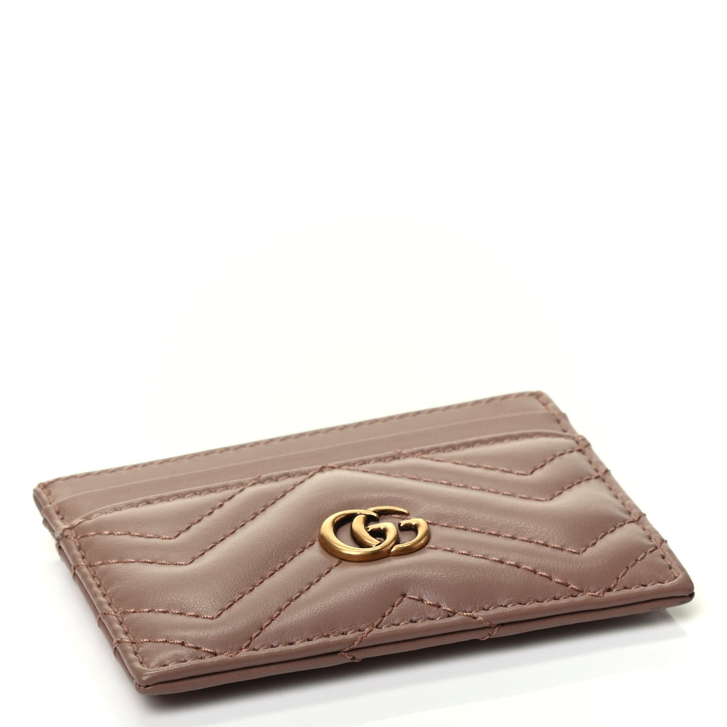 Calfskin Matelasse GG Marmont Card Holder Porcelain Rose