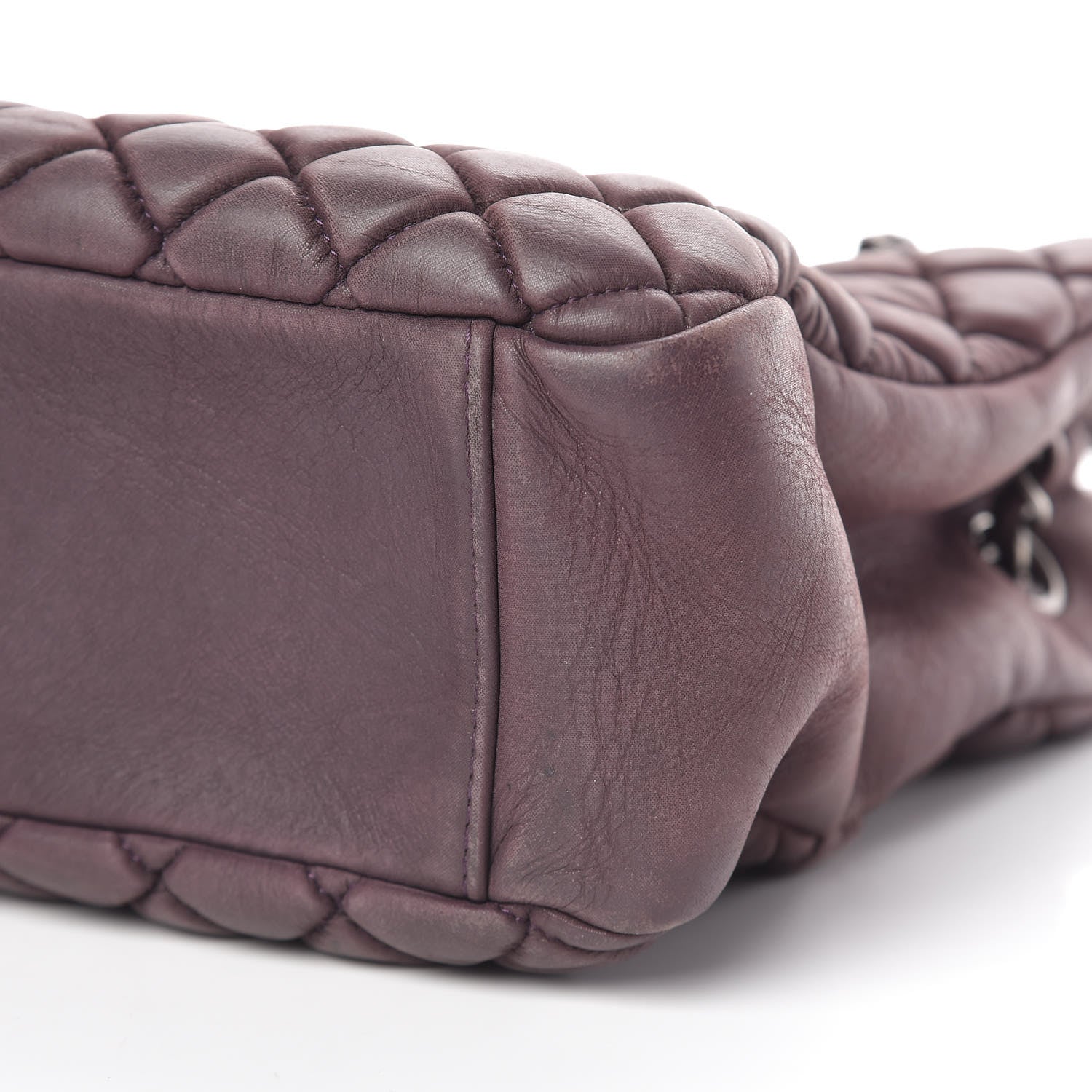 Chanel Iridescent Calfskin Small New Bubble Quilt Tote Plum 10 of 10