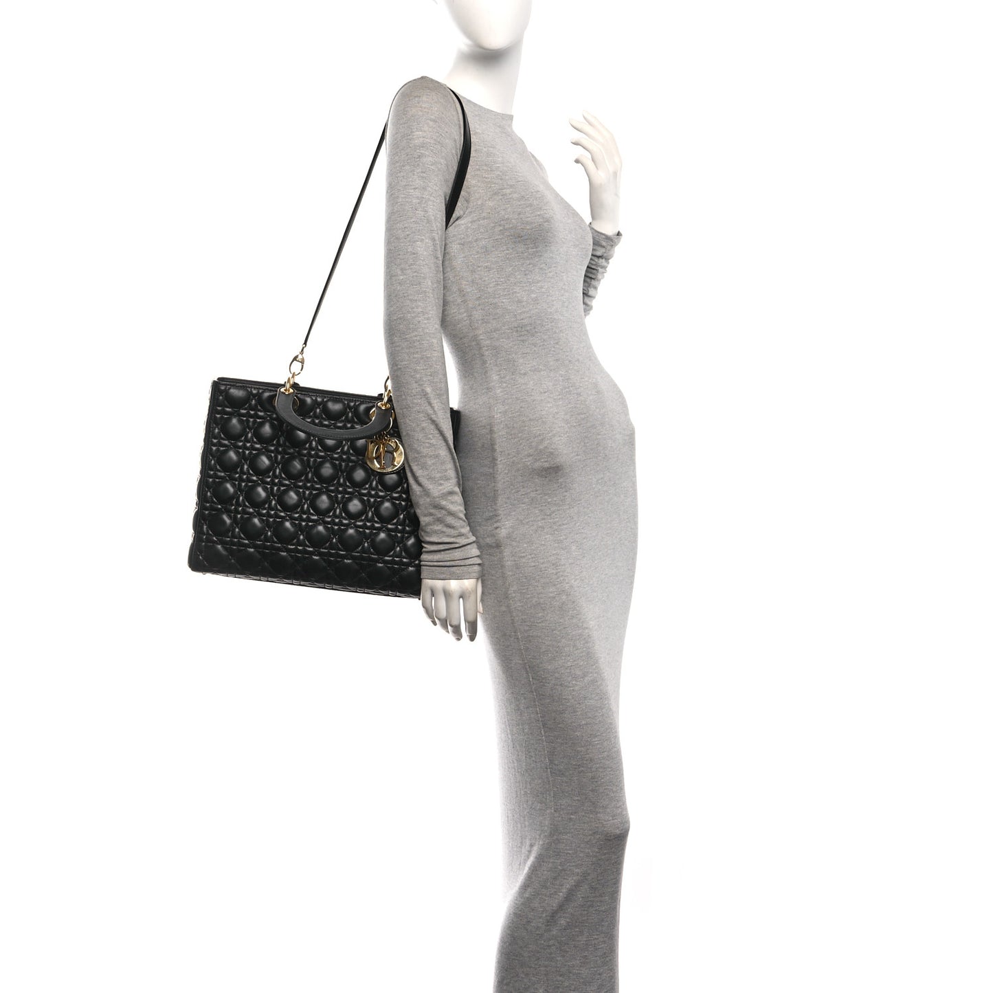 Lambskin Cannage Large Lady Dior Black
