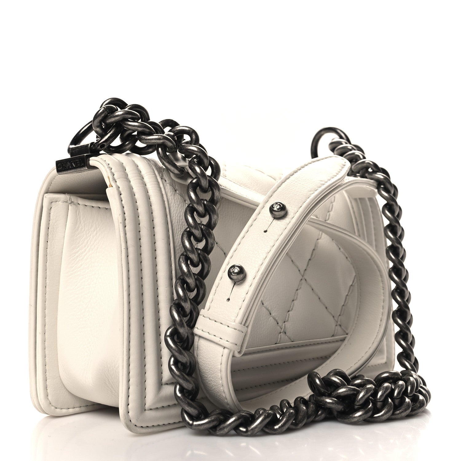 Chanel Calfskin Quilted Small Boy Flap White 3 of 11