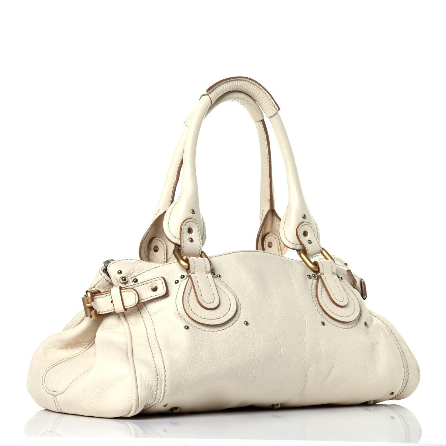 Calfskin Medium Paddington Satchel Off White