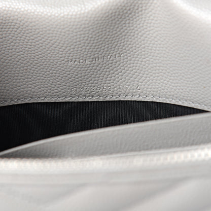 Saint Laurent Grain De Poudre Matelasse Chevron Monogram Envelope Chain Wallet Fog 7 of 12