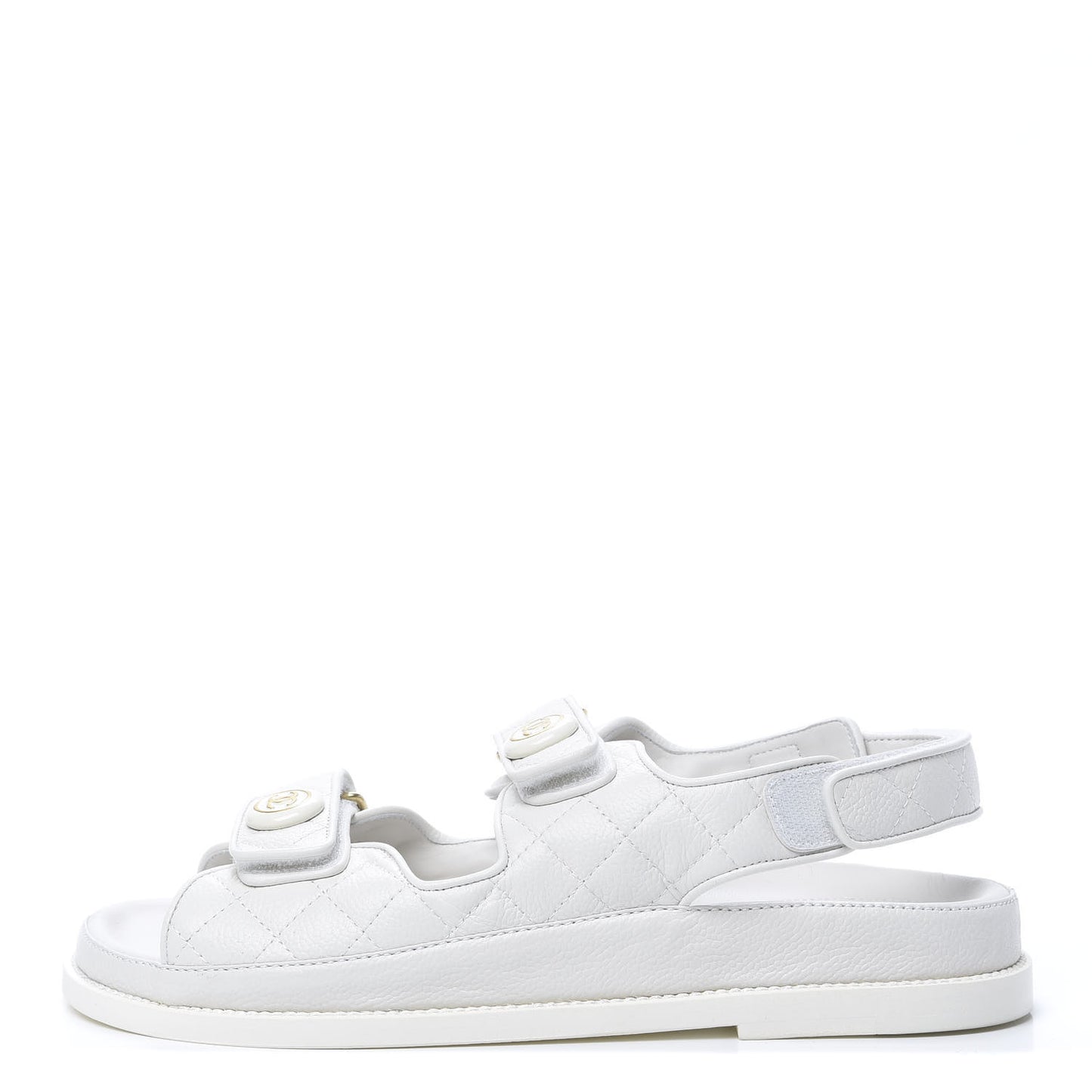 Grained Calfskin Velcro Dad Sandals 39.5 White