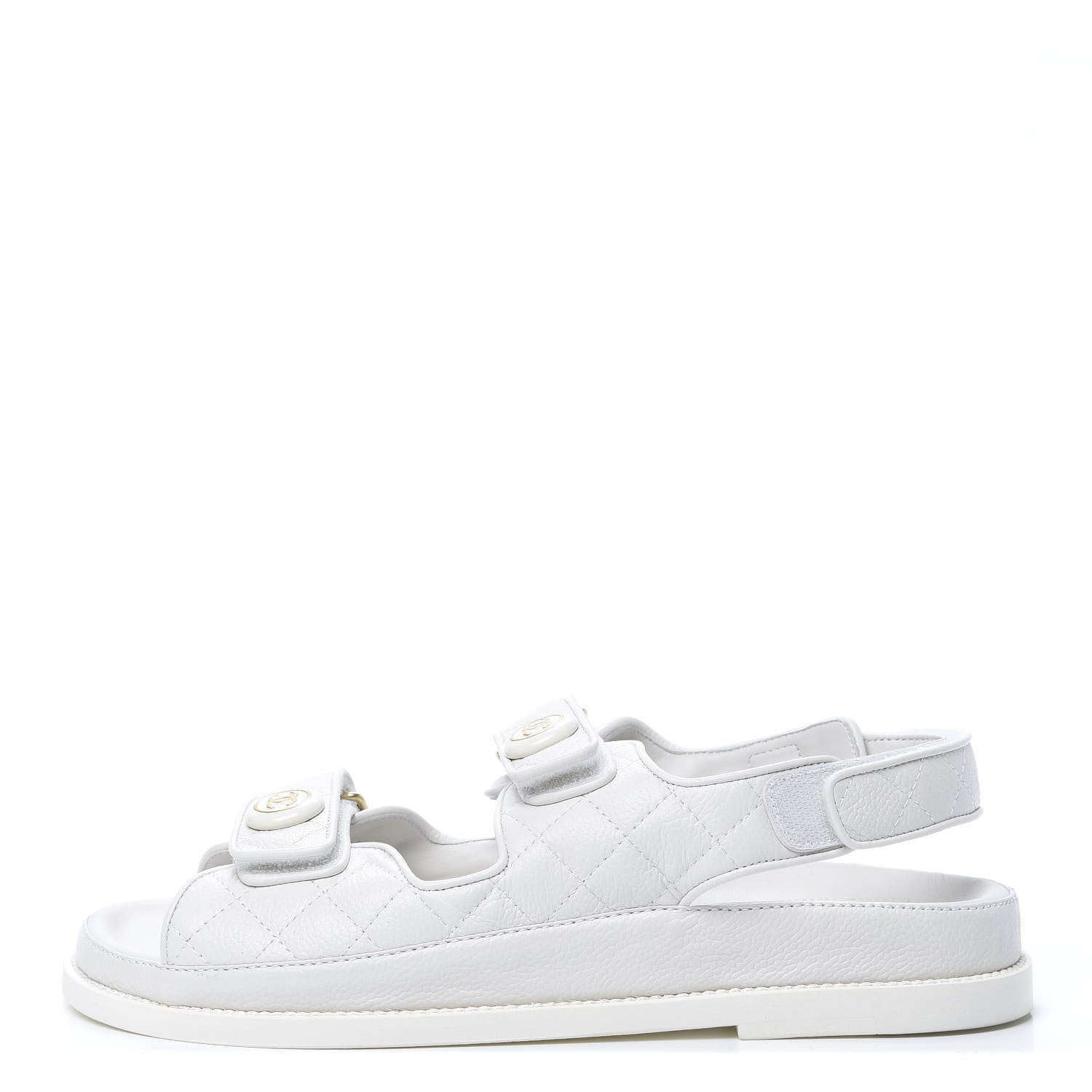 Chanel Grained Calfskin Velcro Dad Sandals 39.5 White 2 of 8