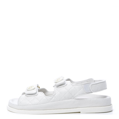 Chanel Grained Calfskin Velcro Dad Sandals 39.5 White 2 of 8