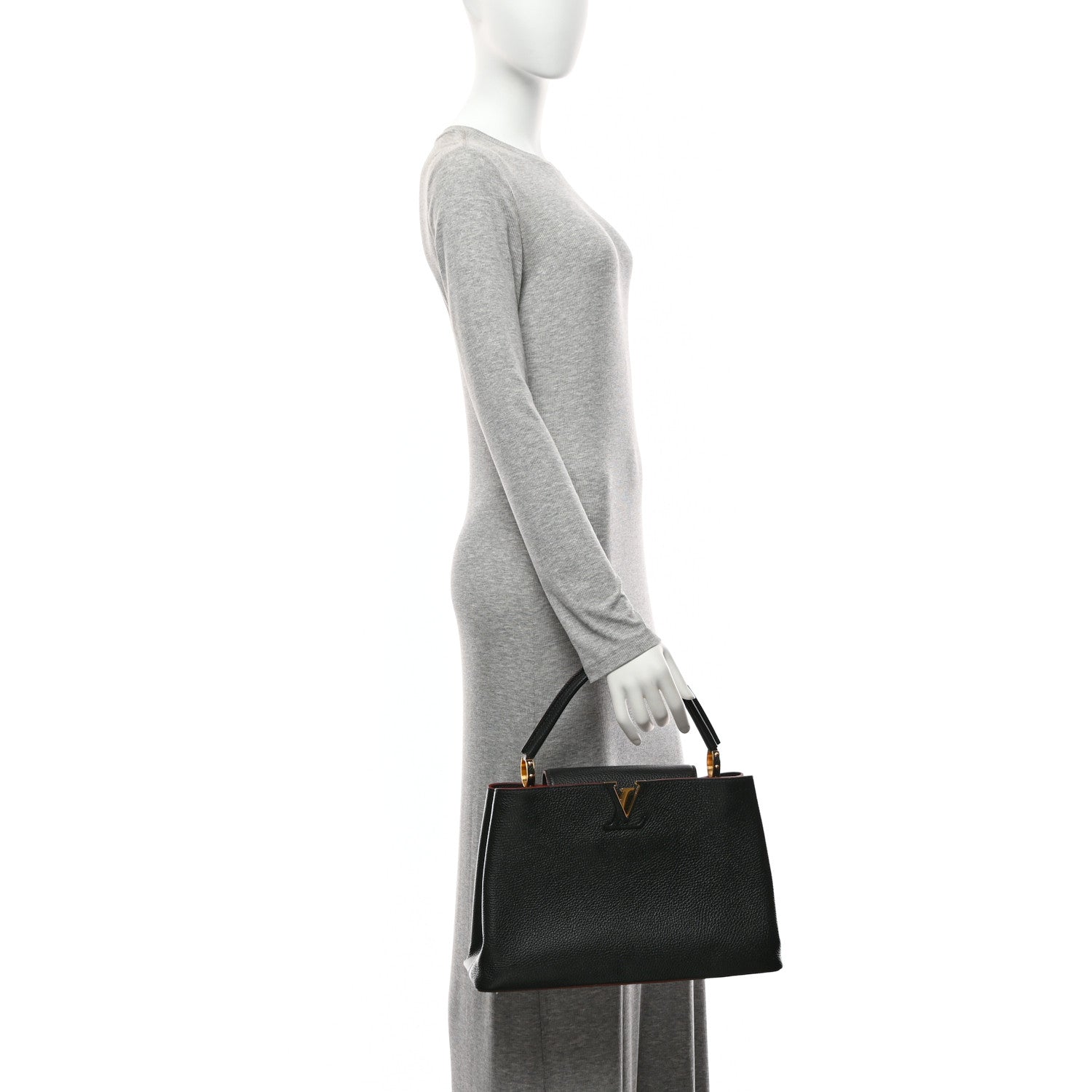 Louis Vuitton Taurillon Capucines MM Black Fuchsia 2 of 10