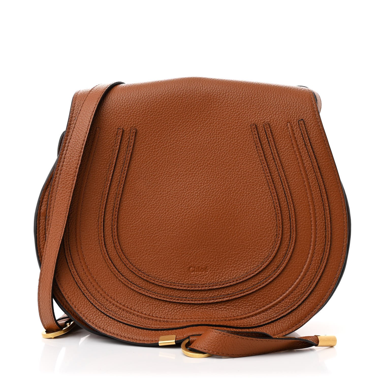 Chloe Calfskin Medium Marcie Round Crossbody Bag Tan 1 of 12