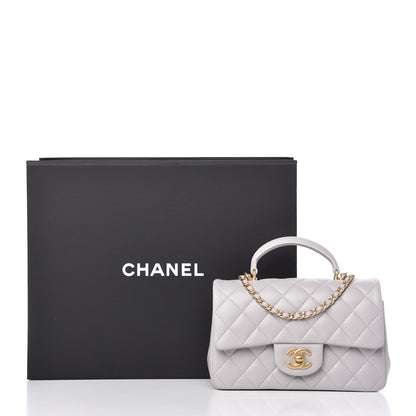 Chanel Lambskin Quilted Mini Top Handle Rectangular Flap Grey 11 of 11