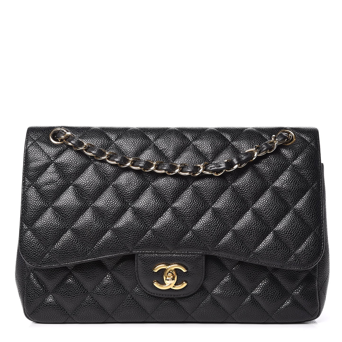 Caviar Quilted Jumbo Double Flap Black