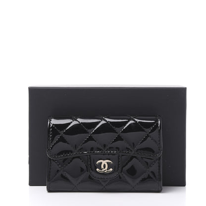 Chanel Patent Quilted Flap Card Holder Wallet Black 11 of 11