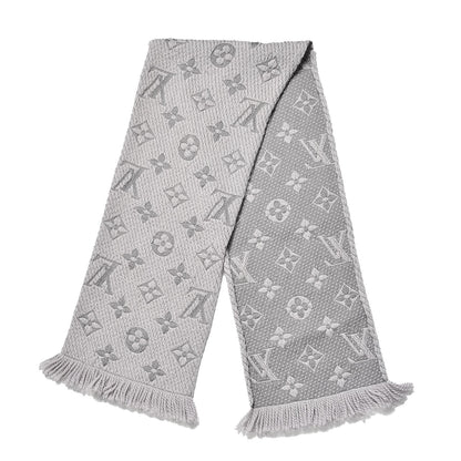 Louis Vuitton Wool Silk Logomania Scarf Pearl Grey 1 of 4