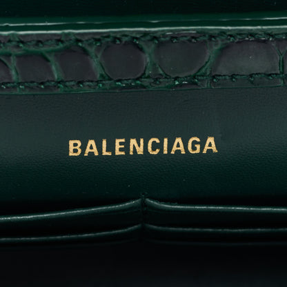 Balenciaga Shiny Calfskin Crocodile Embossed Hourglass Chain Bag Forest Green 6 of 8