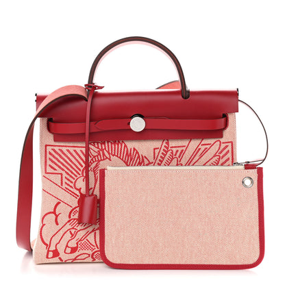 Hermes Vache Hunter Toile Pegase Pop Herbag Zip Retourne 31 PM Rouge Piment 3 of 12
