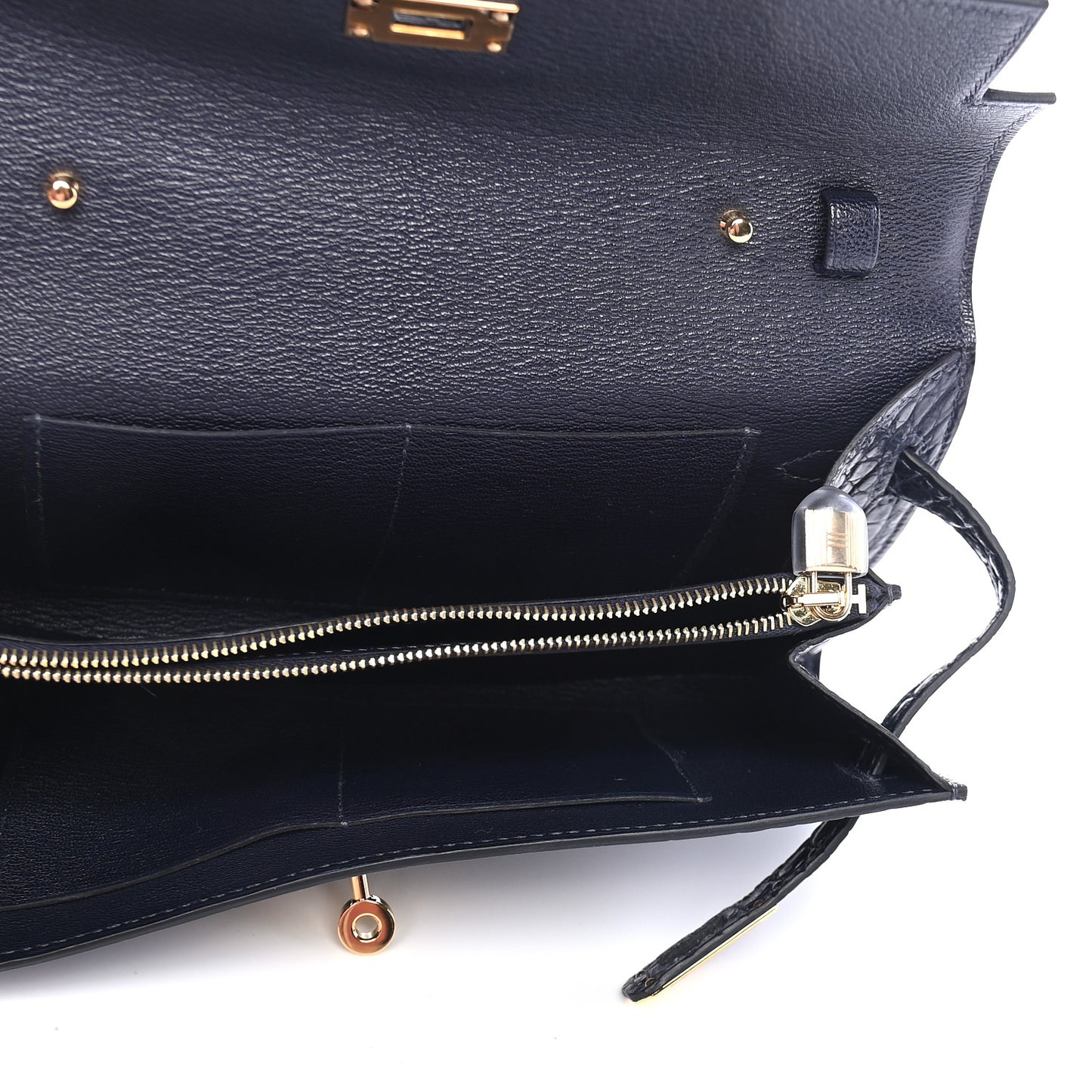 Matte Alligator Kelly Wallet To Go Bleu Indigo