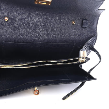 Hermes Matte Alligator Kelly Wallet To Go Bleu Indigo 5 of 8