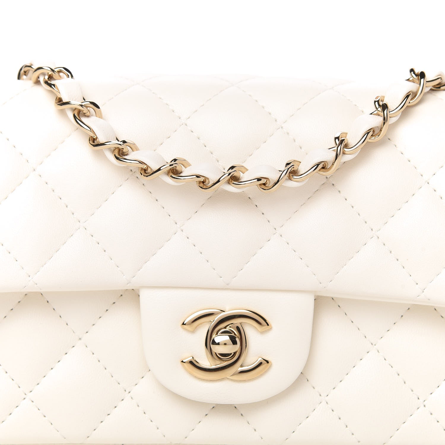 Chanel Lambskin Quilted Mini Rectangular Flap White 10 of 11