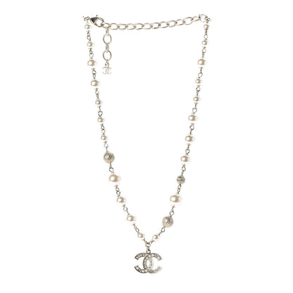 Chanel Strass Crystal Pearl Beaded CC Short Necklace Gold 3 of 6