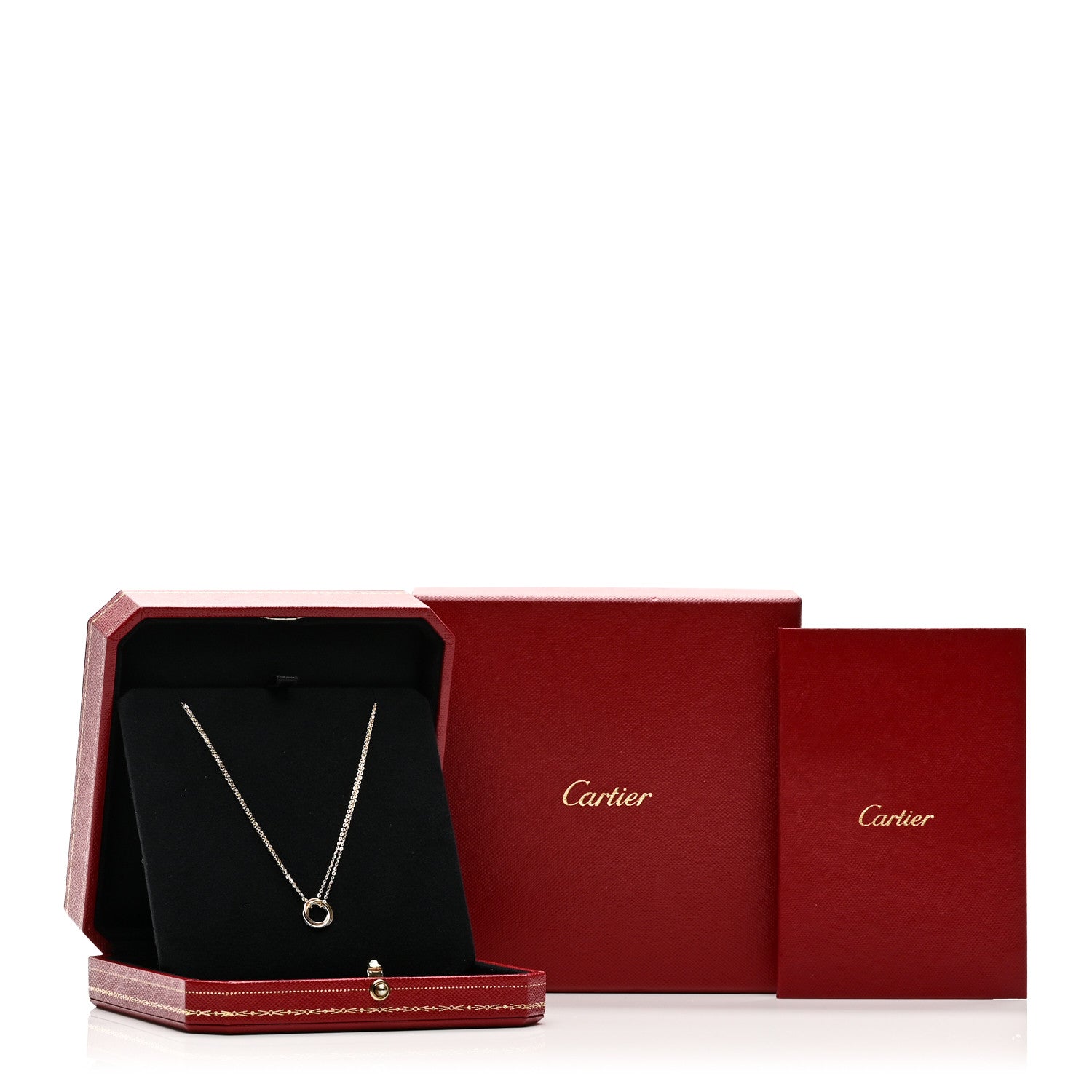 Cartier 18K Pink Yellow White Gold Trinity Double Chain Pendant Necklace 5 of 5
