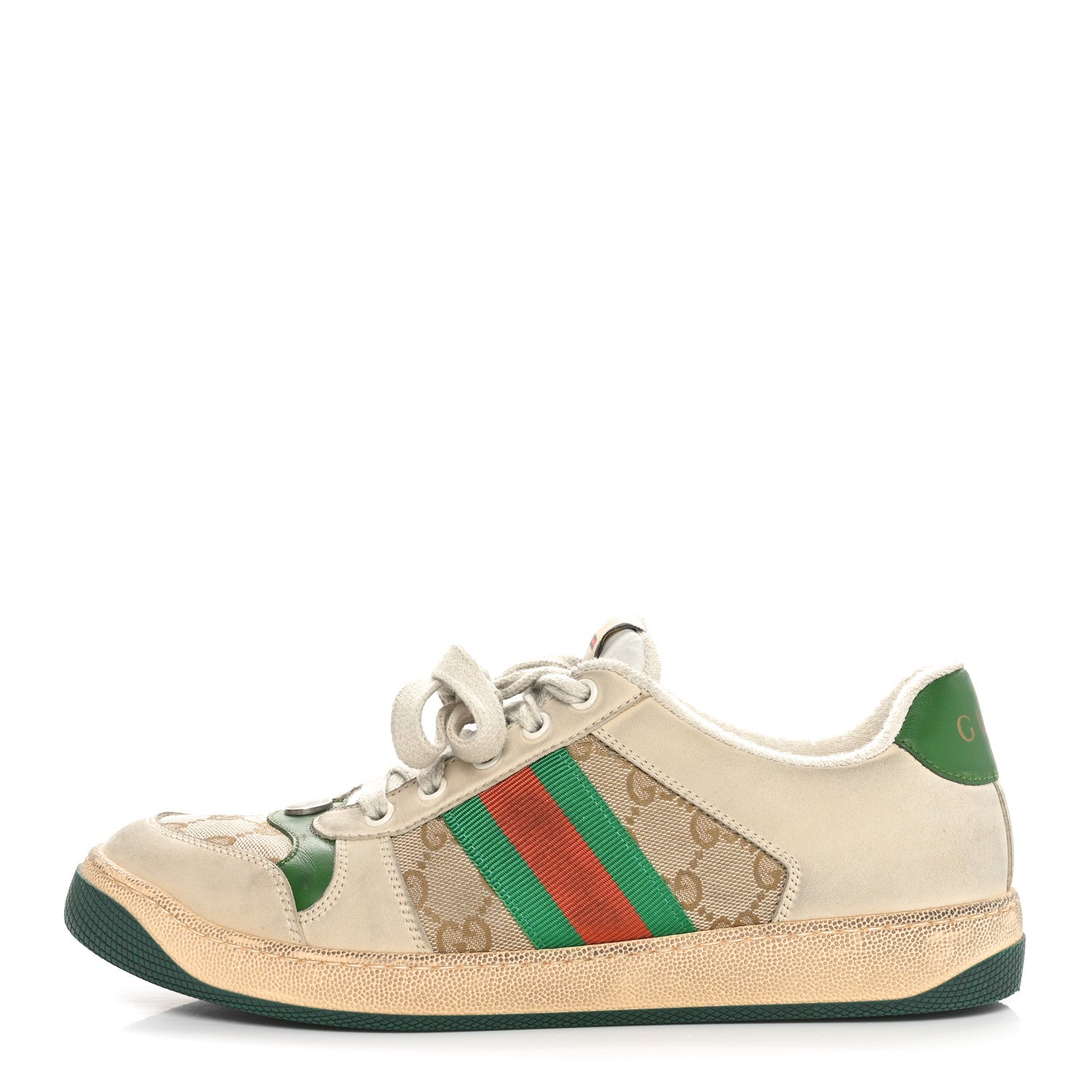 Gucci GG Monogram Nubuck Web Womens Screener Sneakers 40 New Sand Dusty Milk Vintage Green 1 of 8