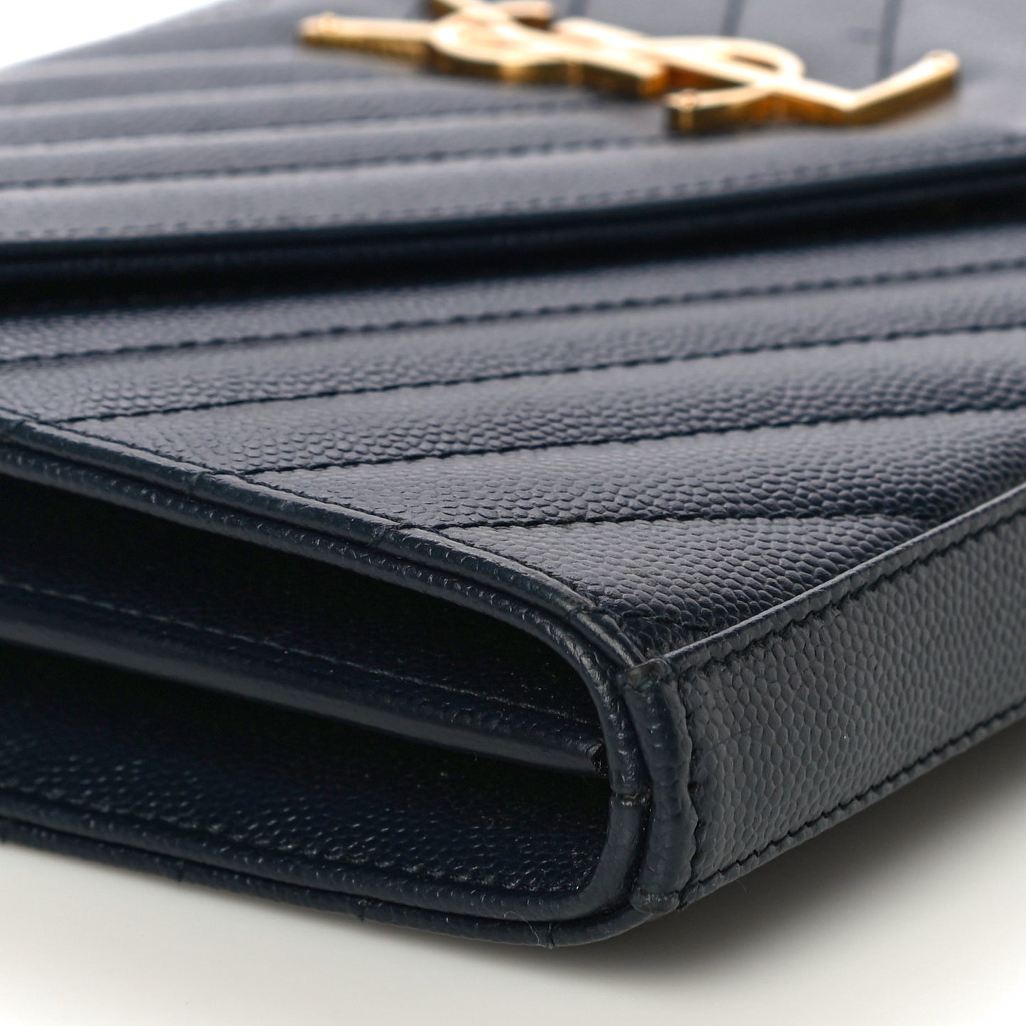 Grain De Poudre Matelasse Chevron Monogram Chain Wallet Deep Marine