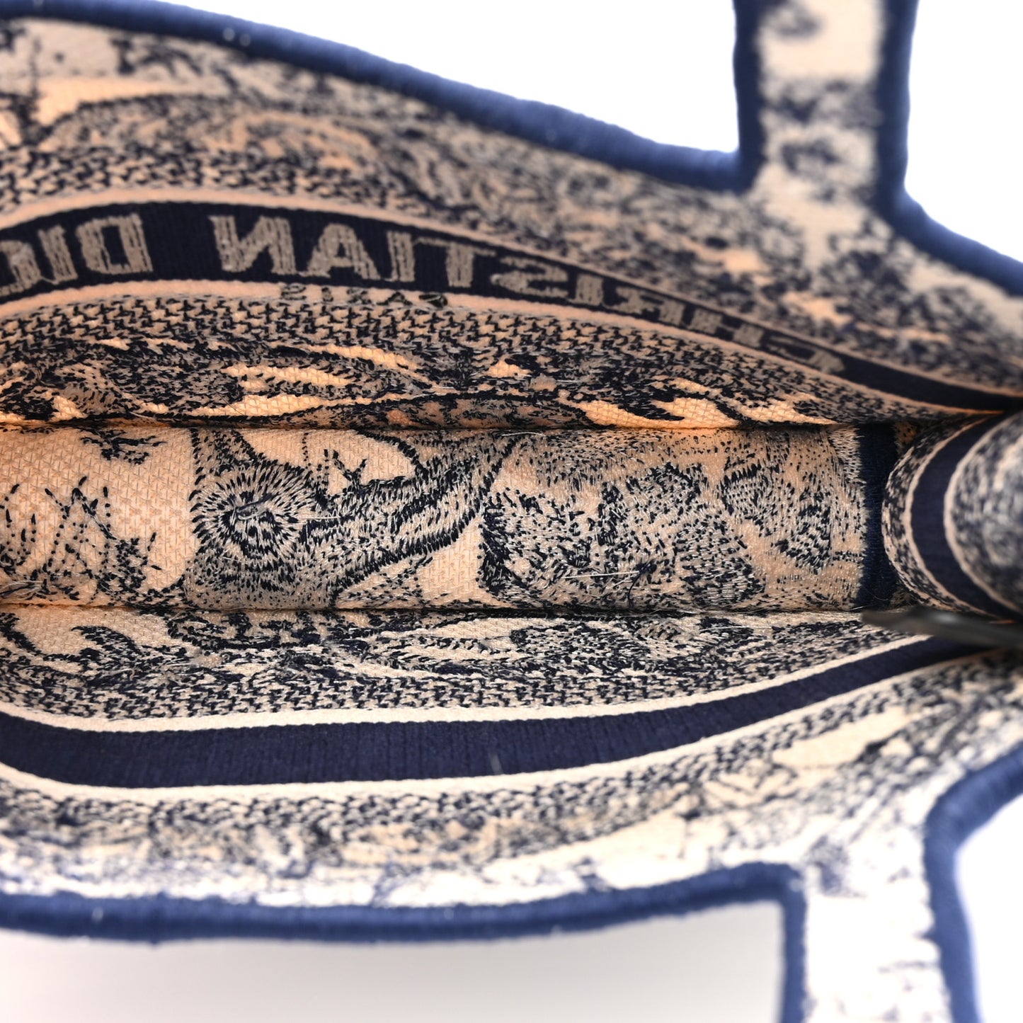 Canvas Embroidered Mini Toile De Jouy Book Tote Blue
