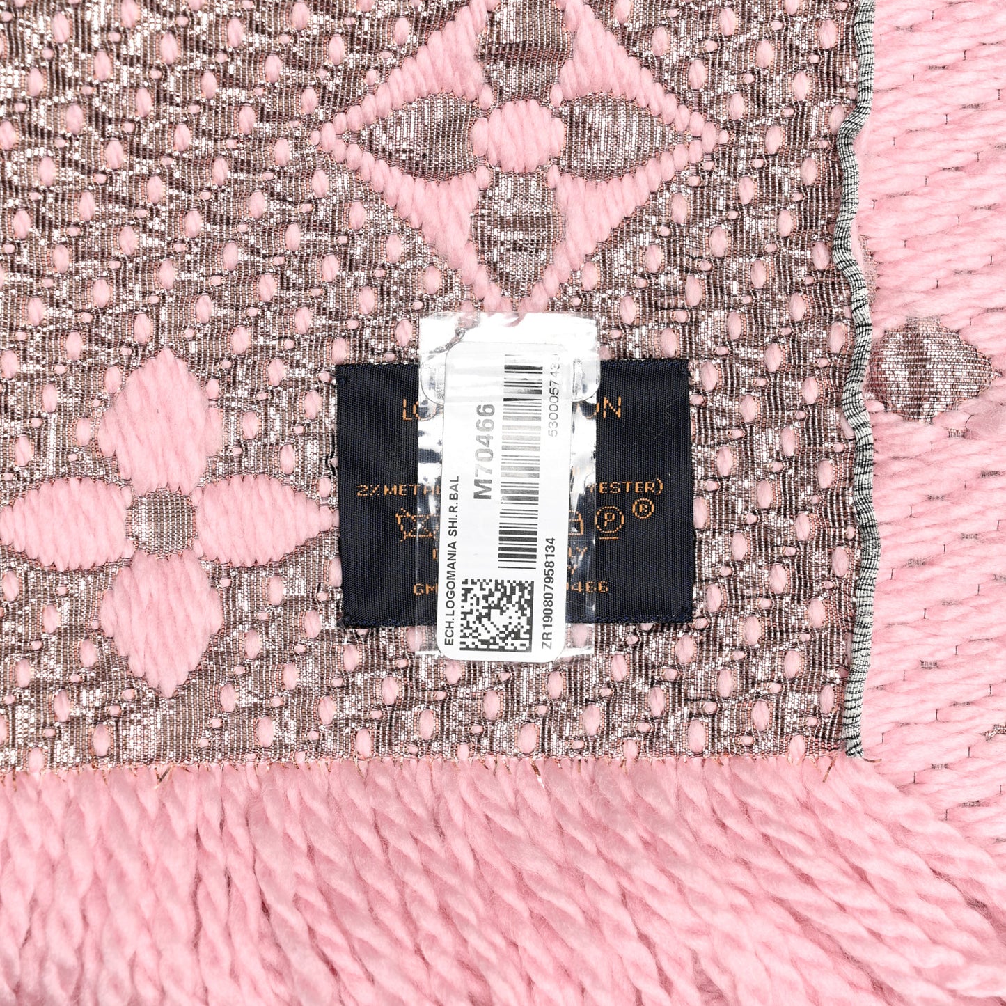 Wool Silk Logomania Shine Scarf Pink
