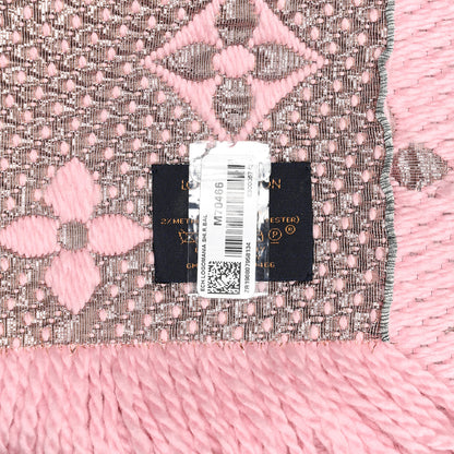 Louis Vuitton Wool Silk Logomania Shine Scarf Pink 3 of 3