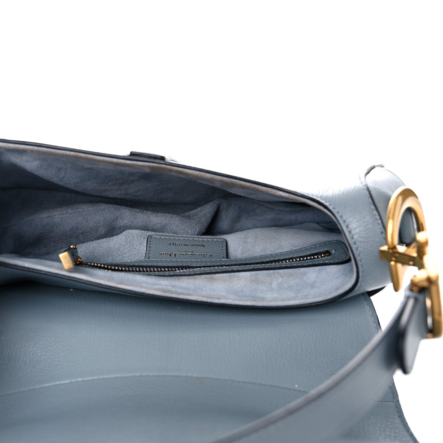 Shiny Goatskin Saddle Bag Cloud Blue