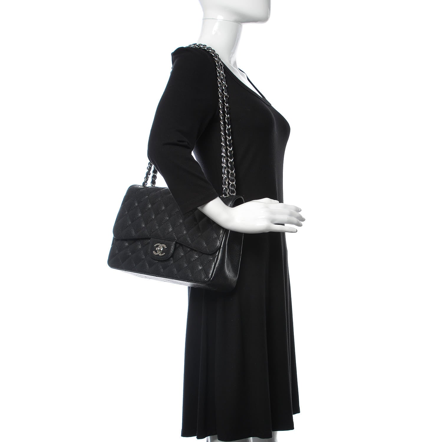 Chanel Caviar Quilted Jumbo Double Flap Black 2 of 10