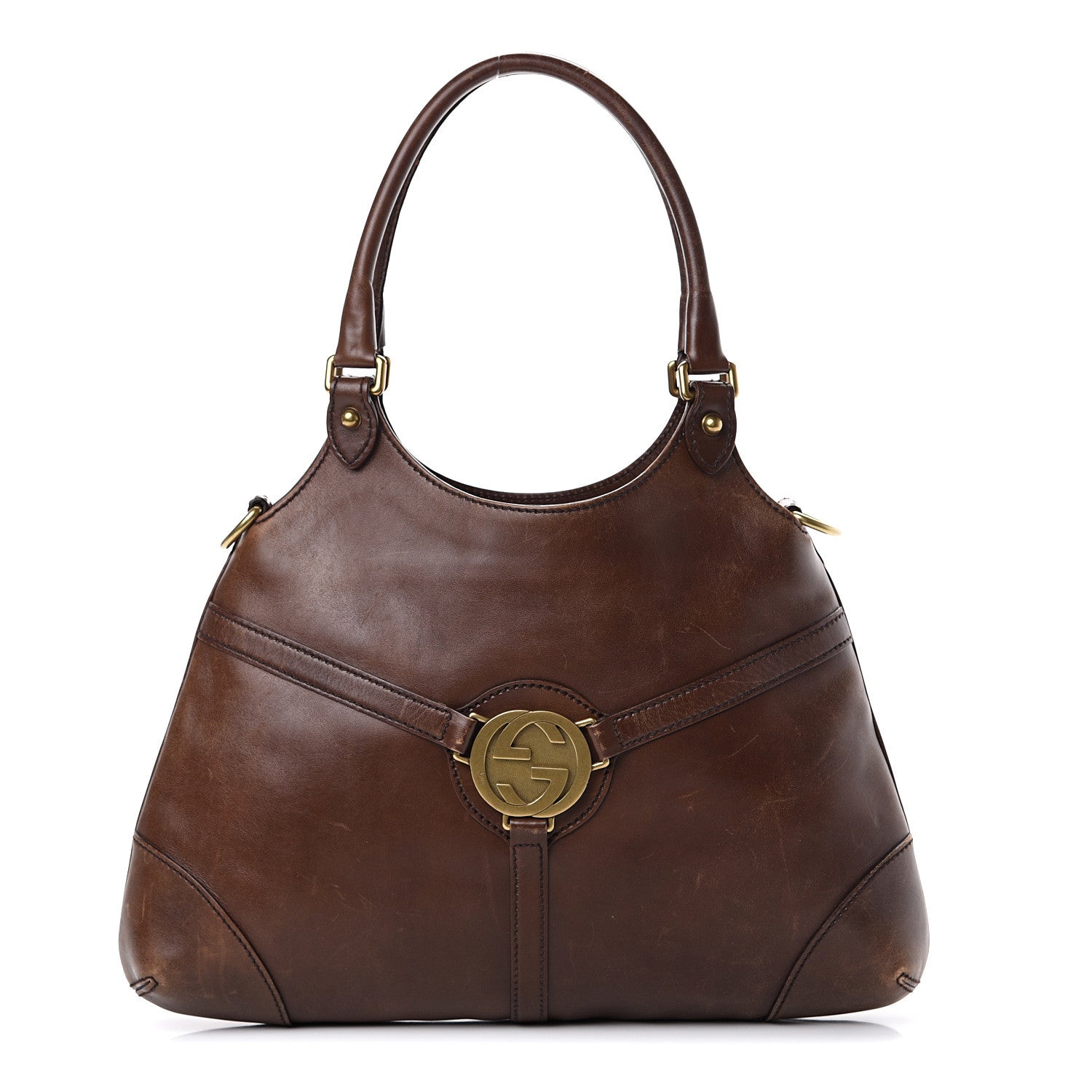 Gucci Calfskin GG Reins Hobo Brown 1 of 22