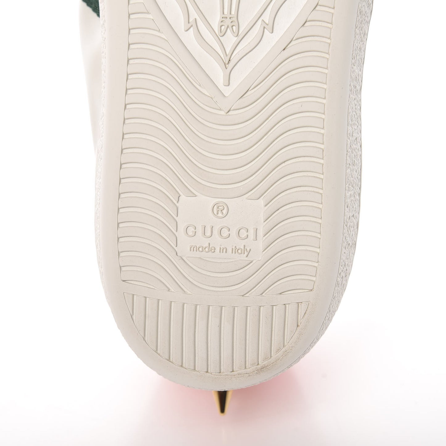 Calfskin Web Pearl Studded Ace Sneakers 38 White