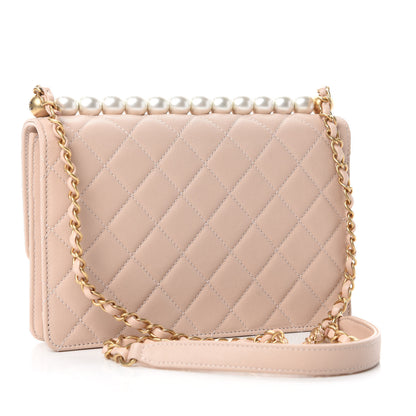 Chanel Lambskin Quilted Small Chic Pearls Flap Beige 3 of 11