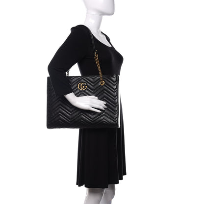 Gucci Vintage Calfskin Matelasse Medium GG Marmont Slim Tote Black 2 of 10