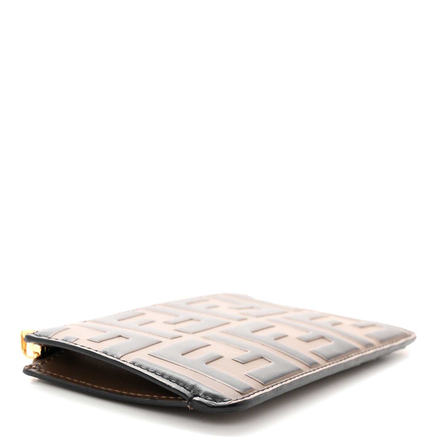 Fendi Vitello Soft F is Fendi Bi-Color FF 1974 Embossed Key Case Pouch Maya Black 4 of 7
