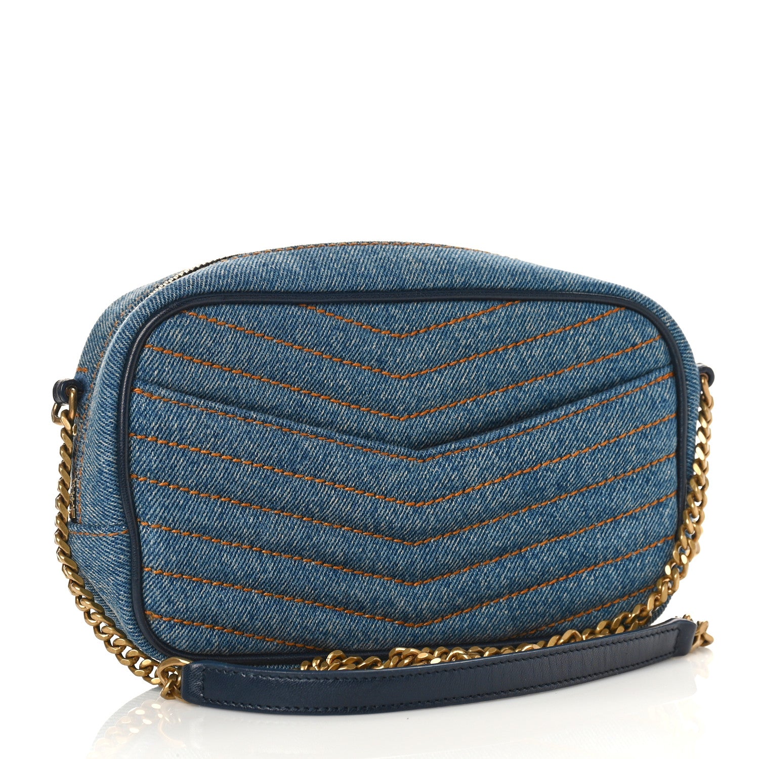 Saint Laurent Denim Matelasse Monogram Mini Lou Camera Bag California Blue 3 of 9