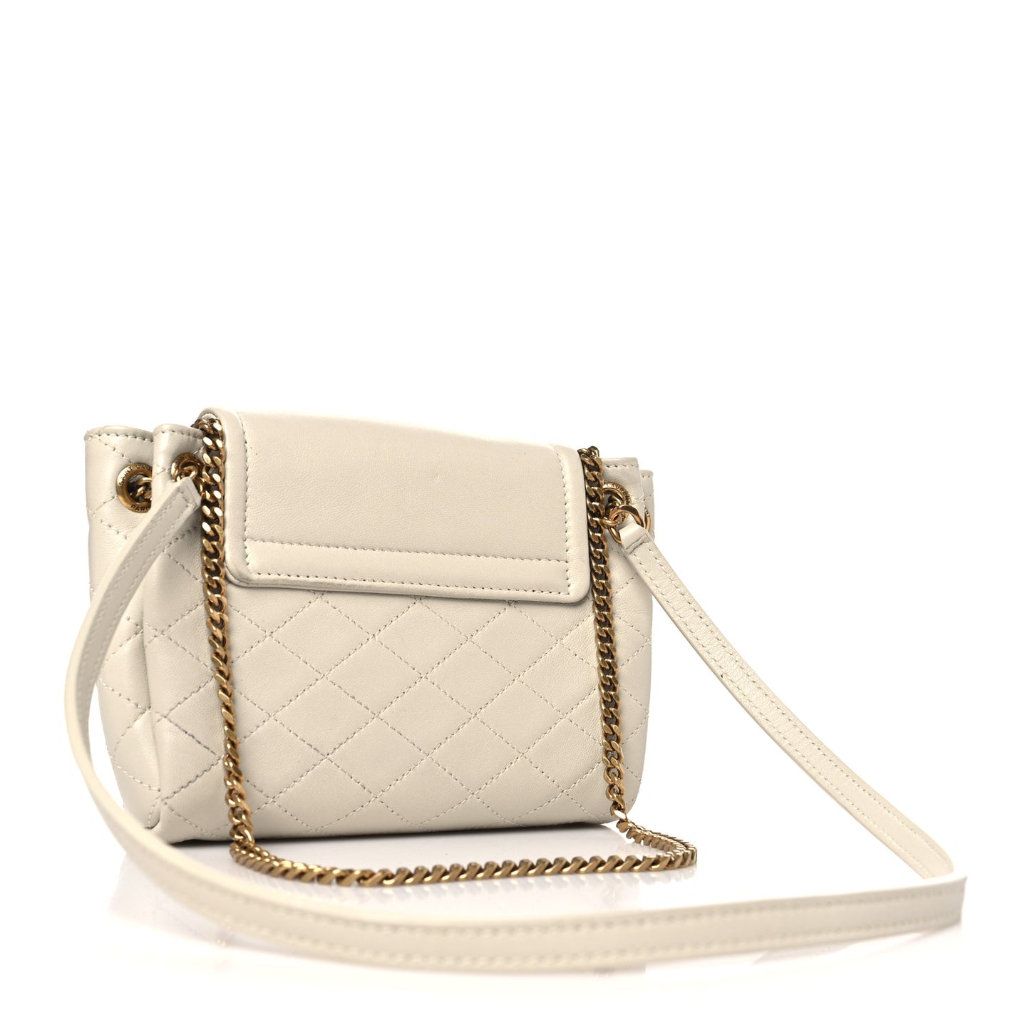 Lambskin Quilted Monogram Mini Nolita Blanc Vintage