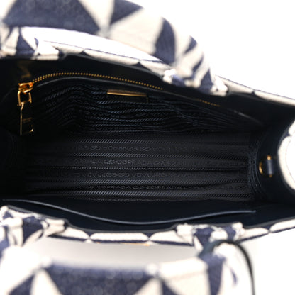 Prada Jacquard Saffiano Triangolo Symbole Embroidered Small Tote Baltico Talco 5 of 12