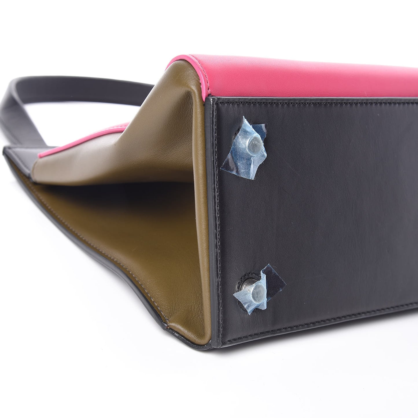 Smooth Calfskin Small Tri-Color Edge Shoulder Bag Fushia