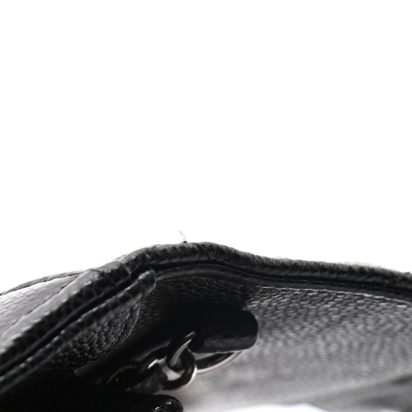 Caviar Quilted Flap Card Holder On Chain Black