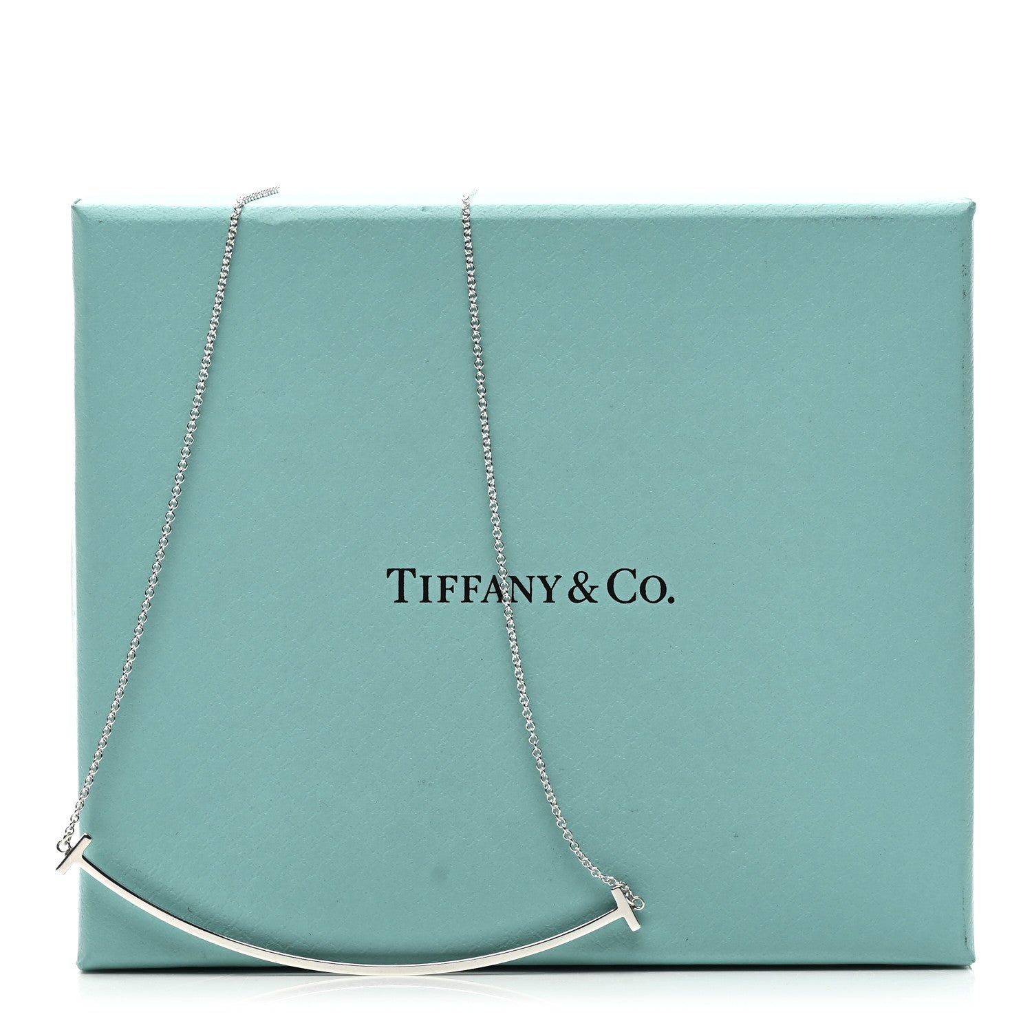 Tiffany Sterling Silver Large T Smile Pendant Necklace 5 of 5