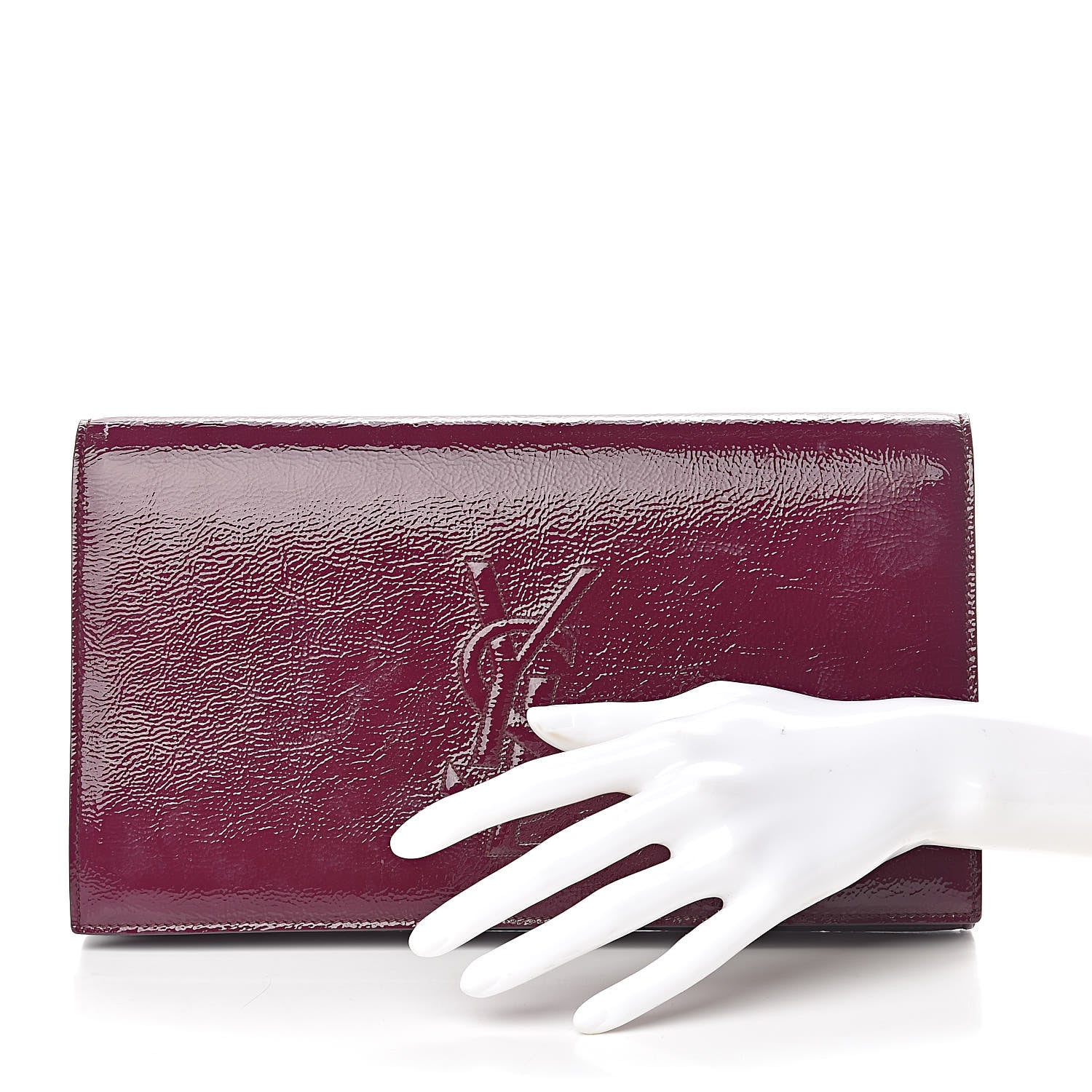 Saint Laurent Textured Patent Monogram Large Belle De Jour Clutch Purple 2 of 14