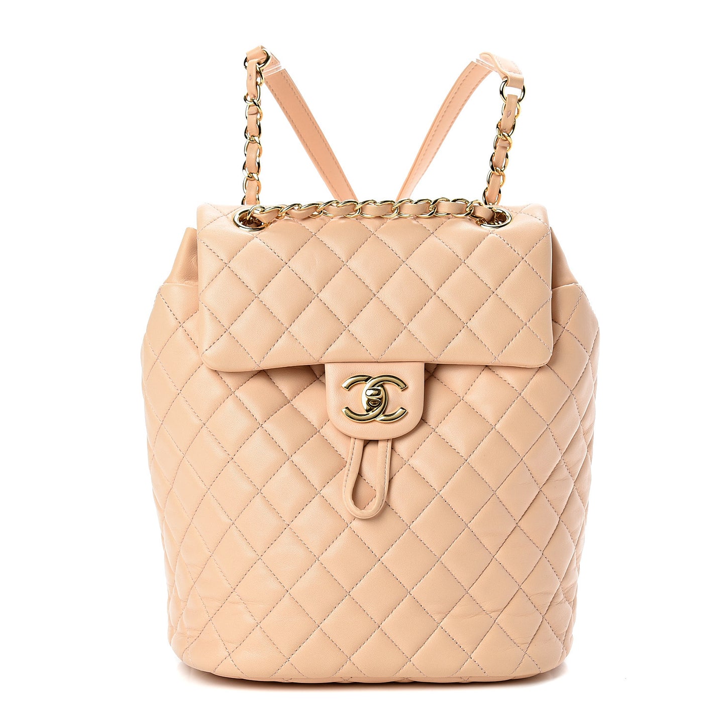 Lambskin Quilted Small Urban Spirit Backpack Beige