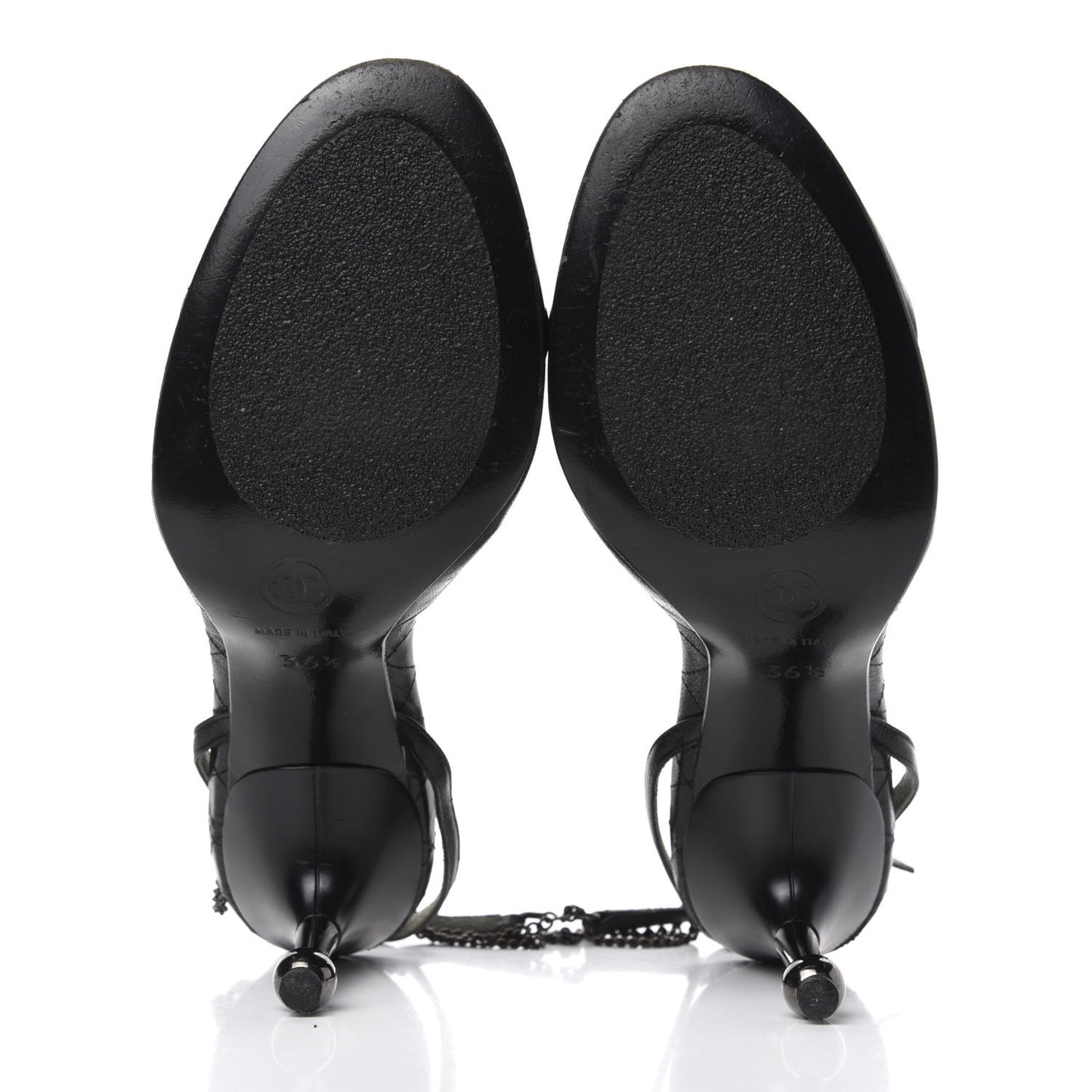 Lambskin Patent Cap Toe CC Slingback Heels 36.5 Black