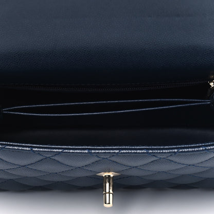 Chanel Caviar Quilted Lizard Embossed Mini Coco Handle Flap Navy Blue 4 of 4