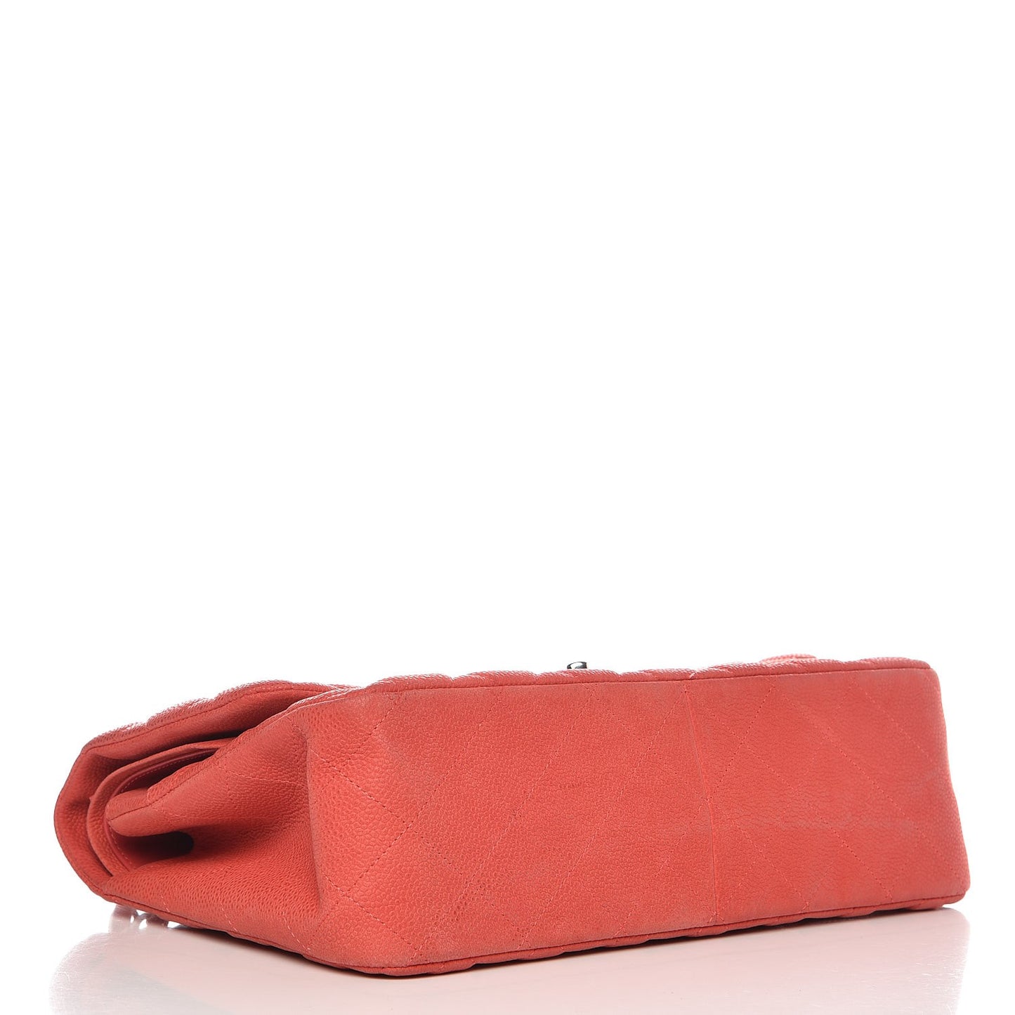 Iridescent Caviar Quilted Jumbo Double Flap Coral